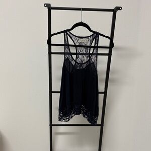 Abercrombie & Fitch Navy Lace Detail Top